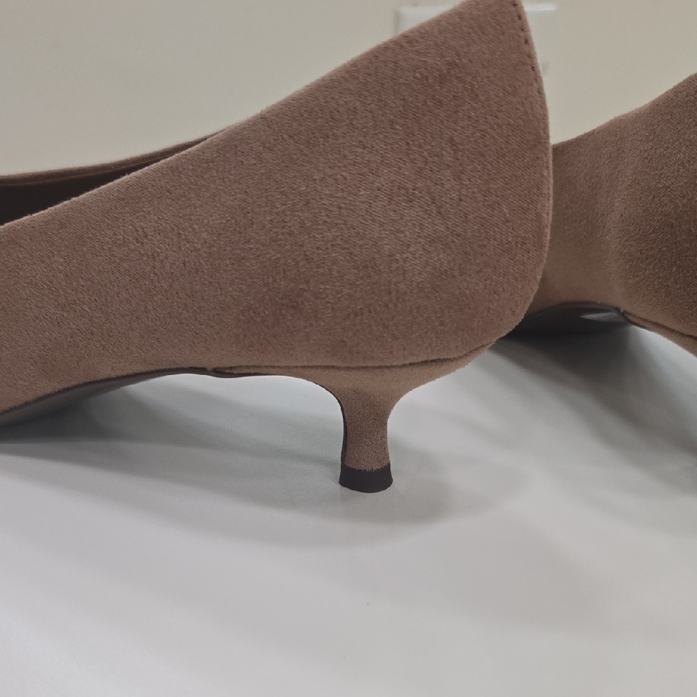 Next Forever Comfort Taupe Standart/wide Point Toe Lown Kitten Heel Shoes, 7 - Picture 7 of 15